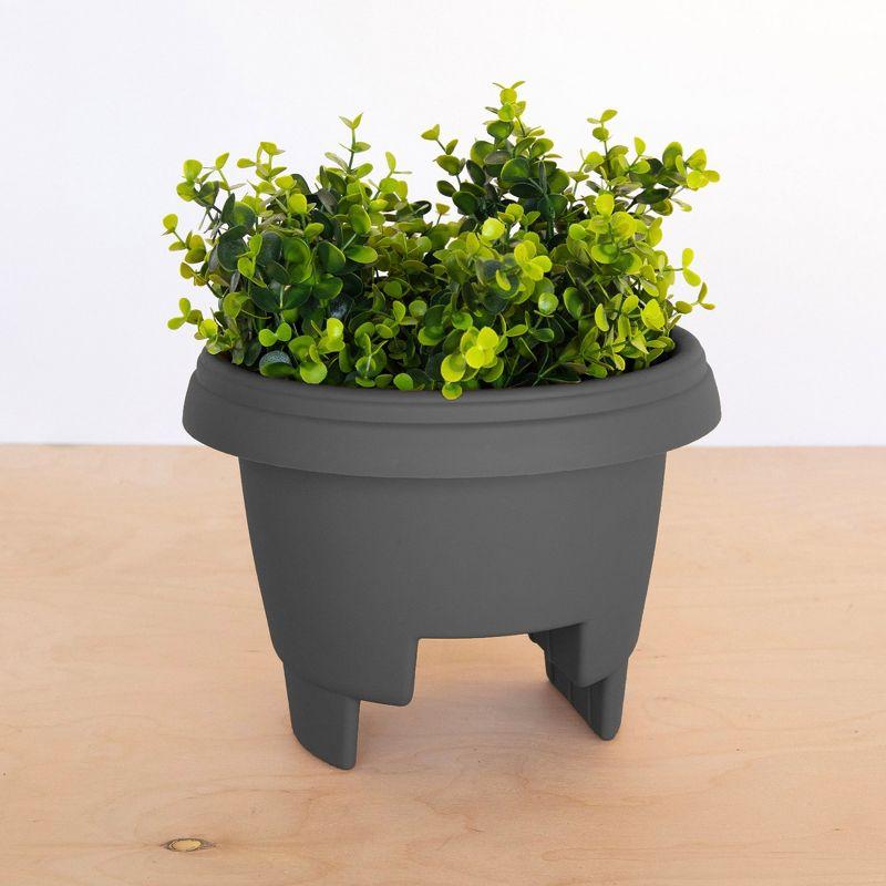 Bloem 12" Modica Deck Rail Round Planter, Charcoal
