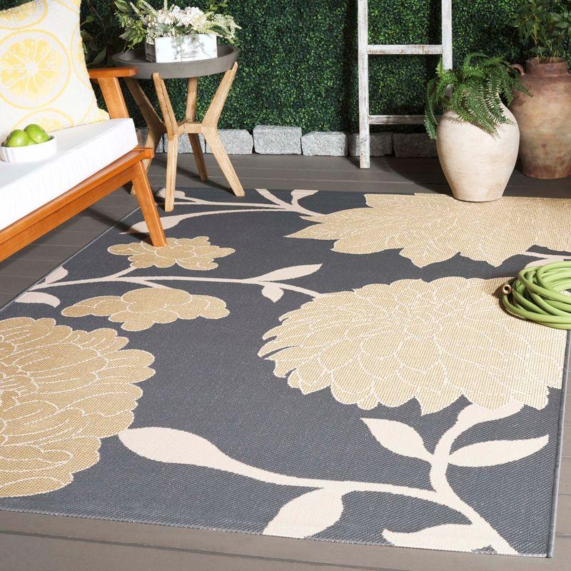 Courtyard CY7321 Power Loomed Indoor and Outdoor Area Rug - Anthracite/Beige - 5'3"x7'7" - Safavieh