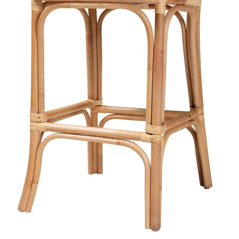 Adrena Rattan Bar Stool Natural Brown - Baxton Studio: Handmade, No Assembly, Bohemian Style