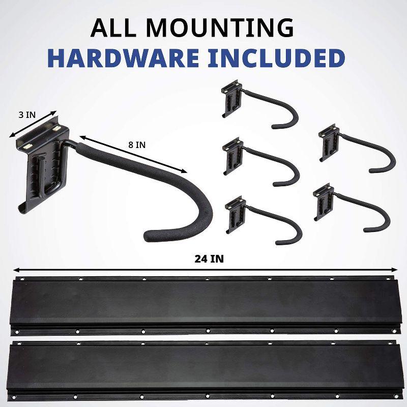 Black Steel Wall Mount Bike Rack with Adjustable Hooks