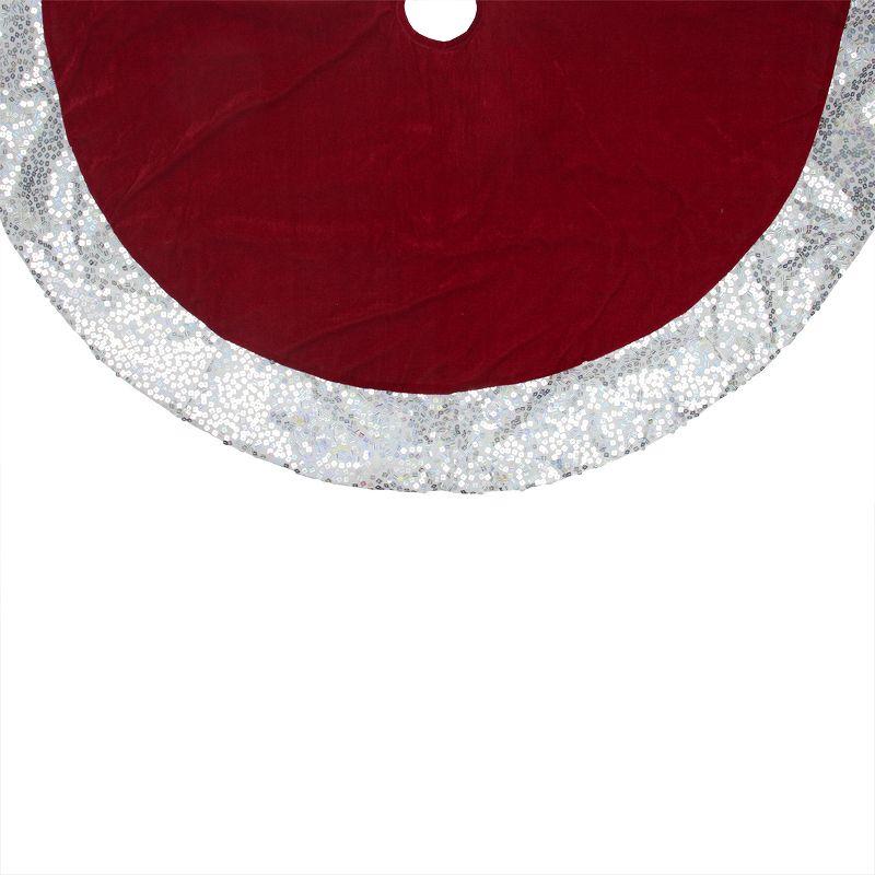 Northlight Velvet Sequined Christmas Tree Skirt - 48" - Red and Silver