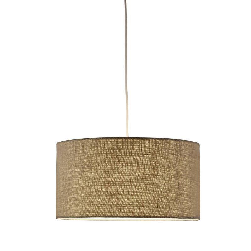 Natural Burlap Drum Pendant Light with 15-ft Cord