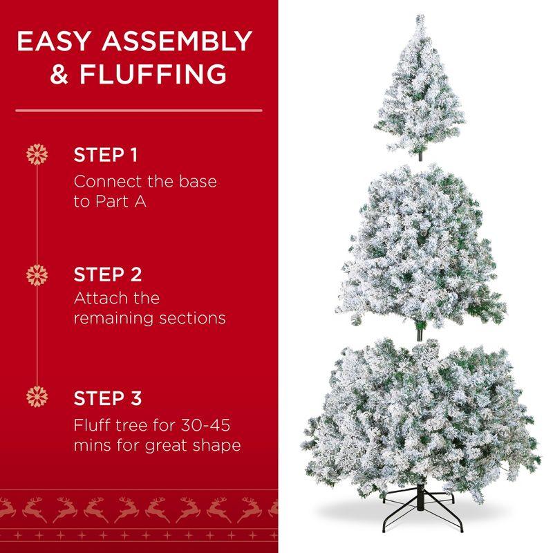 6ft Snow Flocked Pine Christmas Tree with Lights