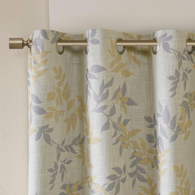 Yellow Botanical Blackout Grommet Curtain Panel, 50" x 95"