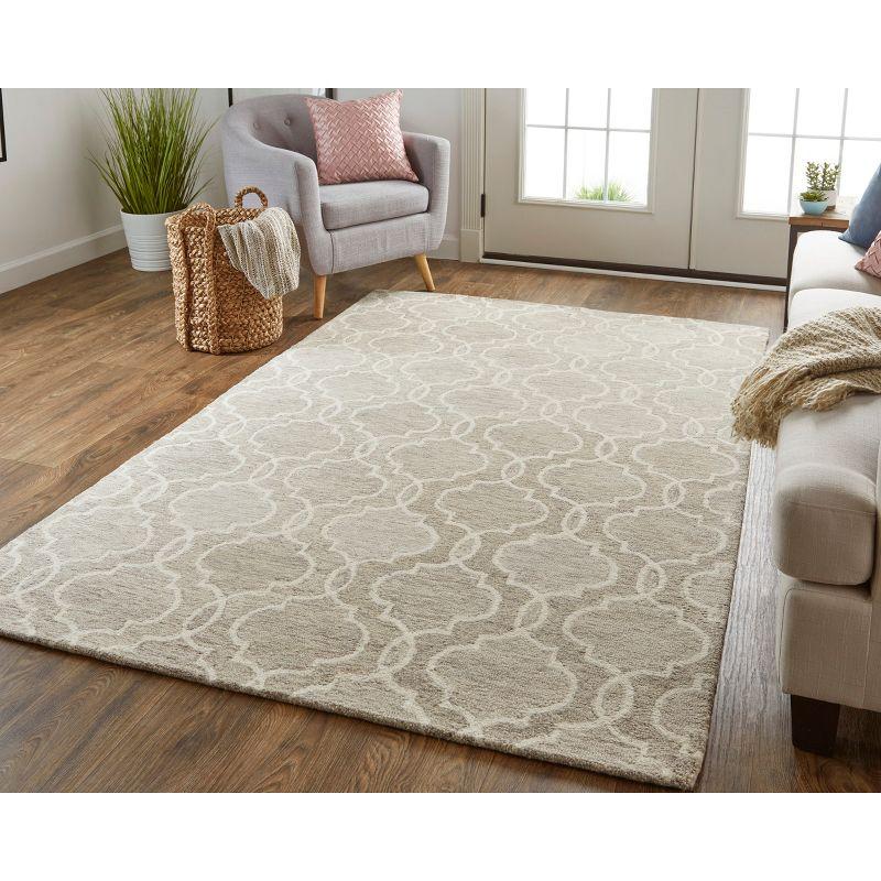 Belfort Beige Wool Trellis & Lattice Area Rug