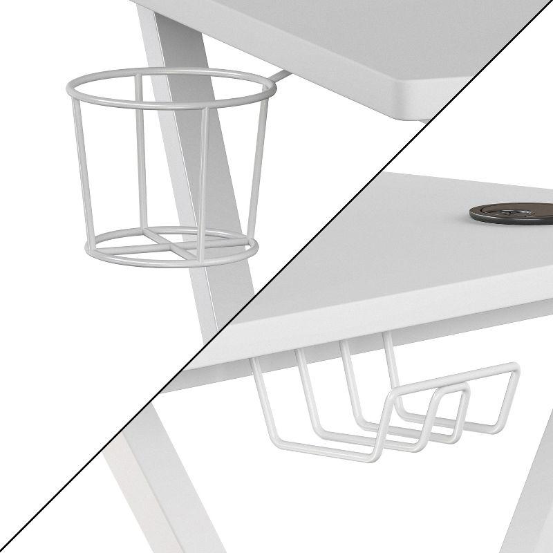Flash Furniture White Gaming Desk with Cup Holder, Headphone Hook, and Monitor/Smartphone Stand