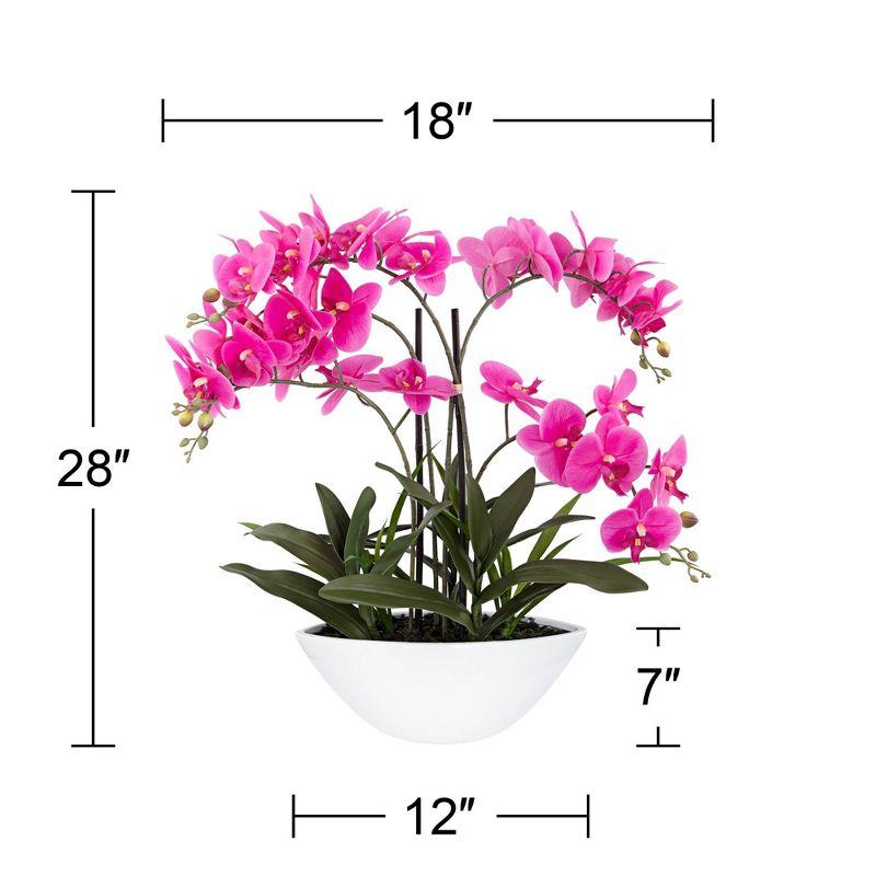 Dahlia Studios Potted Silk Faux Artificial Flowers Realistic Pink Orchid in Ceramic Pot for Home Decoration Living Room 28" High