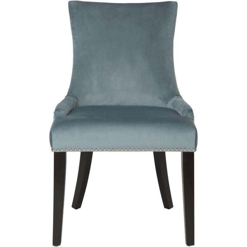 Lester 19"H Dining Chair (Set of 2) with Silver Nail Heads - Blue - Safavieh