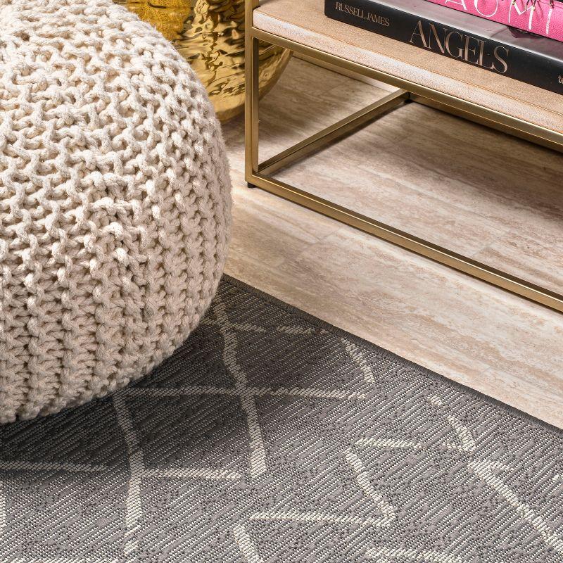 2' x 8' Madaba Moroccan Trellis Indoor/Outdoor Runner Rug, Gray/Cream - JONATHAN Y