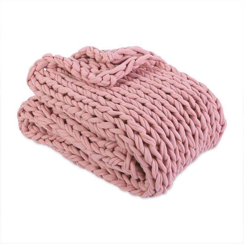 Chunky Knit Nautical Throw in Misty Rose - Reversible and Soft