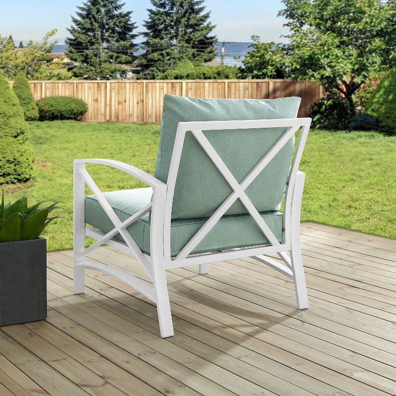 Kaplan Outdoor Steel Arm Chair Mist/White - Crosley