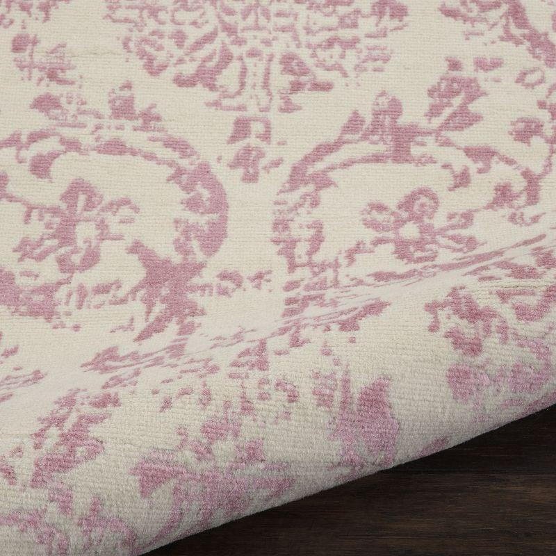 Nourison Jubilant 2'3" x 7'3" (7' Runner) Ivory/Pink Area Rug Farmhouse Vintage Damask by Nourison
