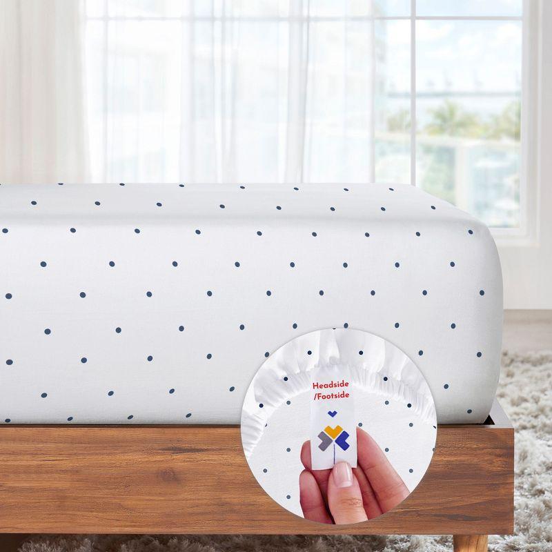 400 Thread Count 100% Cotton Printed Navy Dot Blue 4 Piece Sheet Set - King - California Design Den