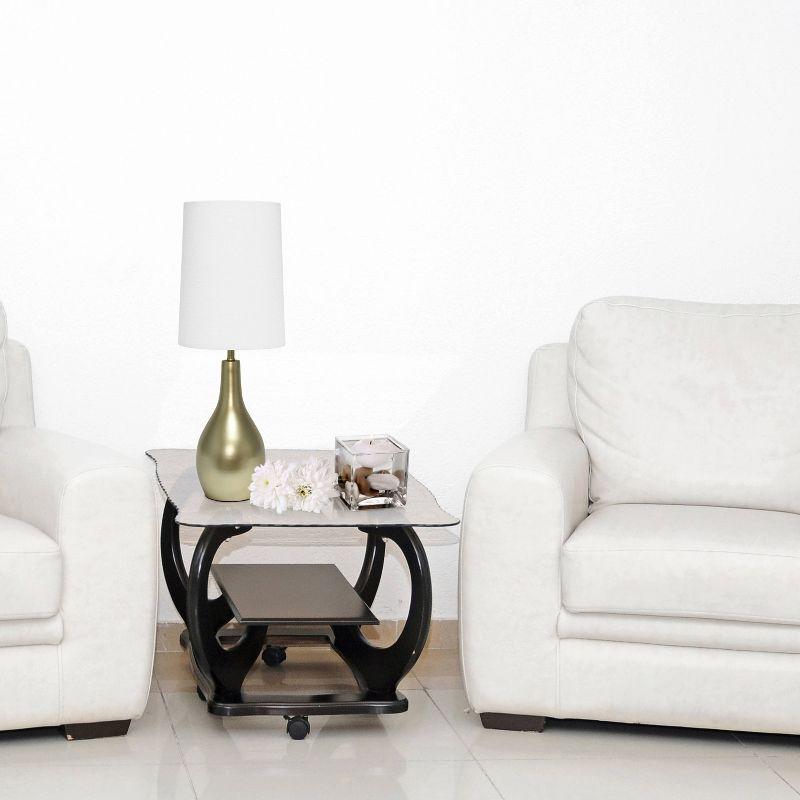 1 Light Tear Drop Table Lamp Gold - Simple Designs: Bedside, No Assembly Required, UL Listed, Cotton Shade