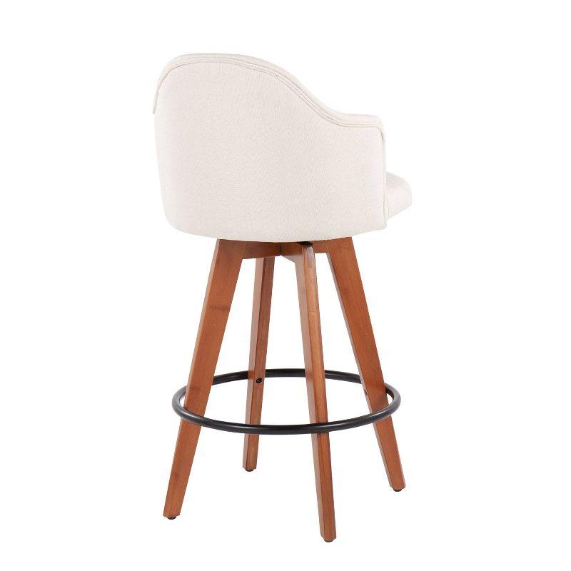 Set of 2 Ahoy Bamboo/Polyester/Metal Counter Height Barstools Walnut/Cream/Black - LumiSource