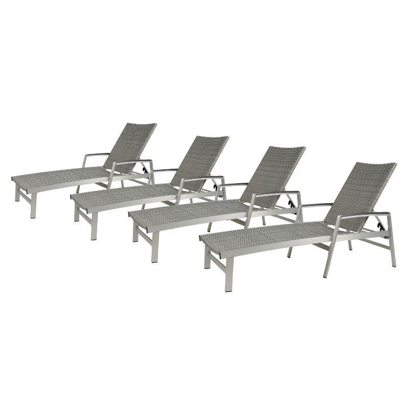 Arnar Outdoor Metal Chaise Lounge Set (Set of 4)