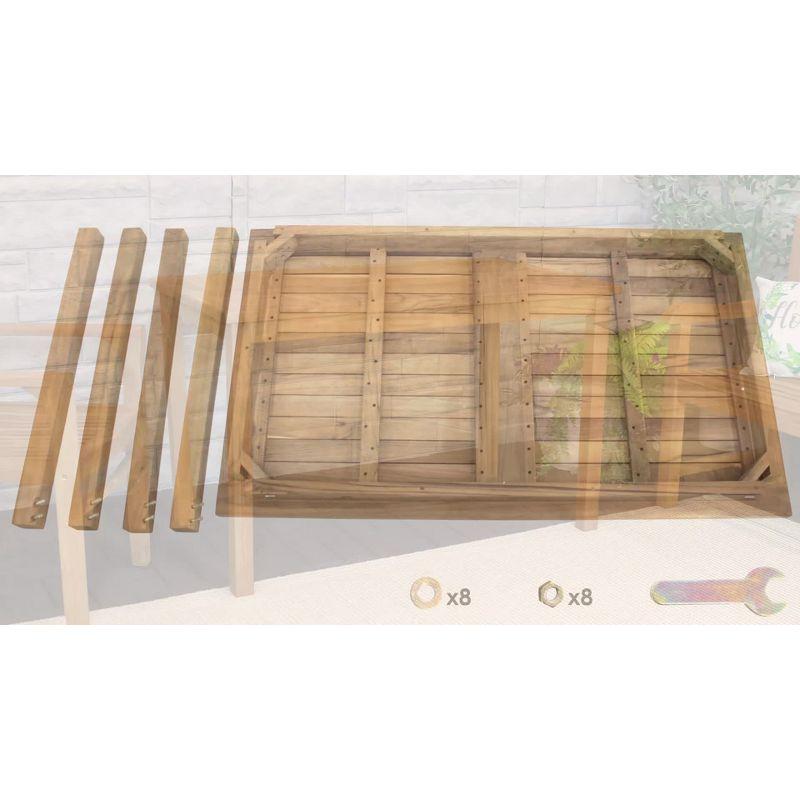 Sunnydaze Outdoor Solid Teak Wood with Stained Finish Rectangular Patio Dining Table - 48" - Light Brown