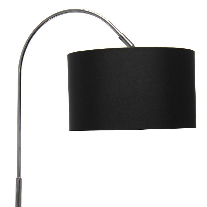 Arched Brushed Nickel Floor Lamp with Black Drum Shade