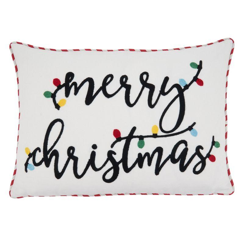 Saro Lifestyle Poly-Filled Throw Pillow With Merry Christmas Design