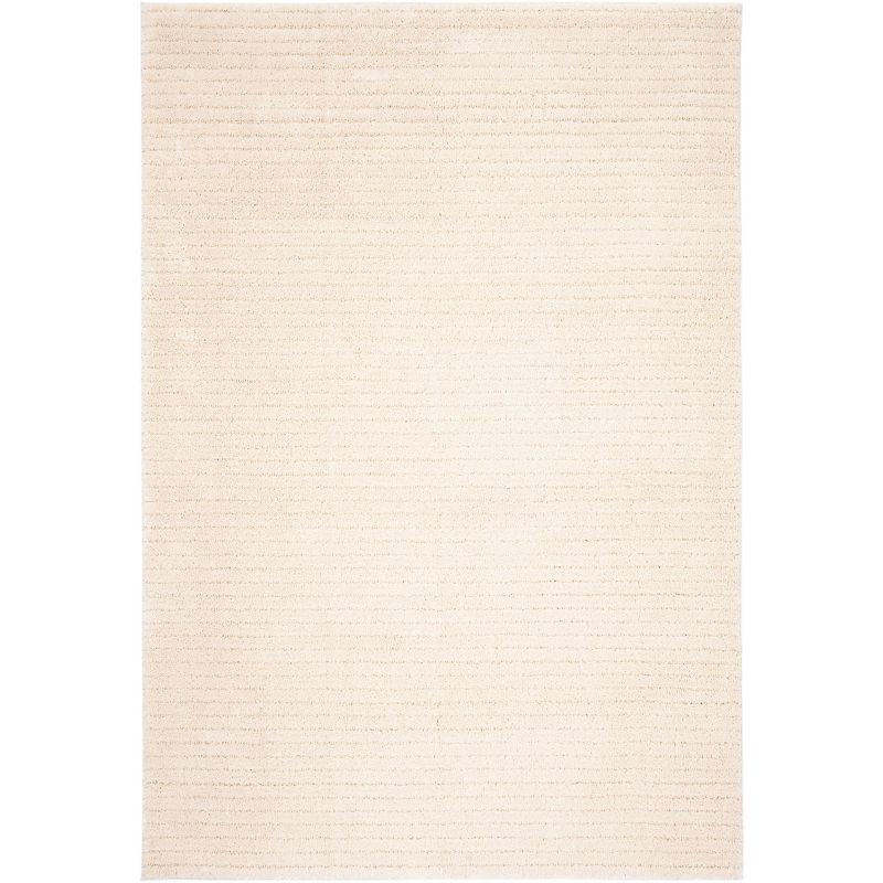 Ivory Shag Elegance 4' x 6' Hand-Knotted Synthetic Area Rug