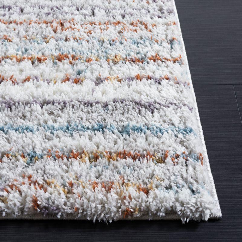 Blue Synthetic Flat Woven Shag Rug, 2' 3" x 8'