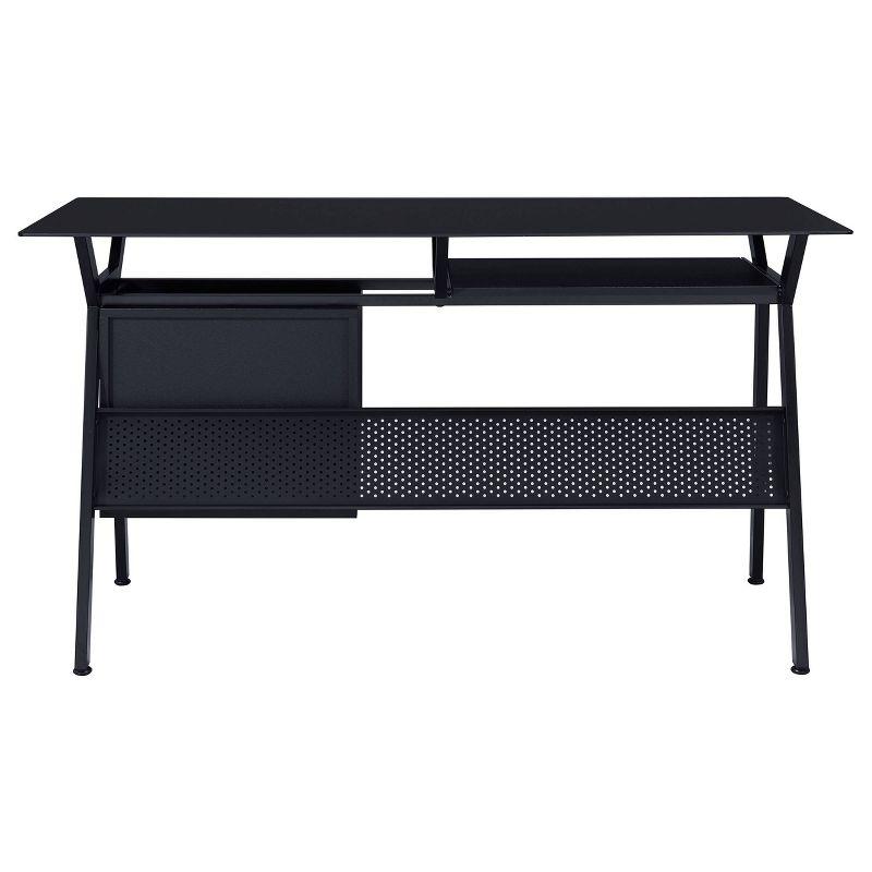 Weaving 2 Drawer Glass Top Computer Desk with Keyboard Tray Black - Coaster: 55" Office Workstation