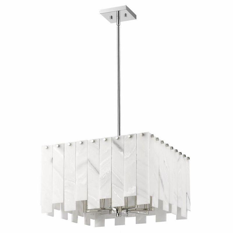 Viviana Art Deco 4-Light Polished Nickel & Glass Pendant