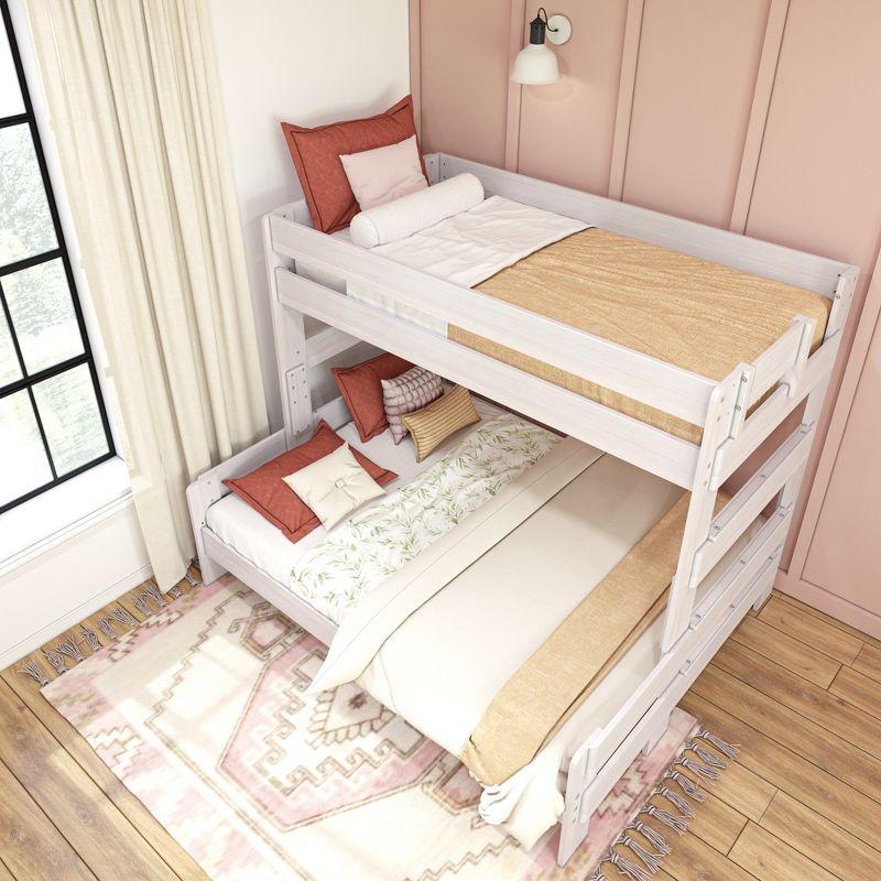 Max & Lily Farmhouse Twin XL over Queen Bunk Bed, White Wash