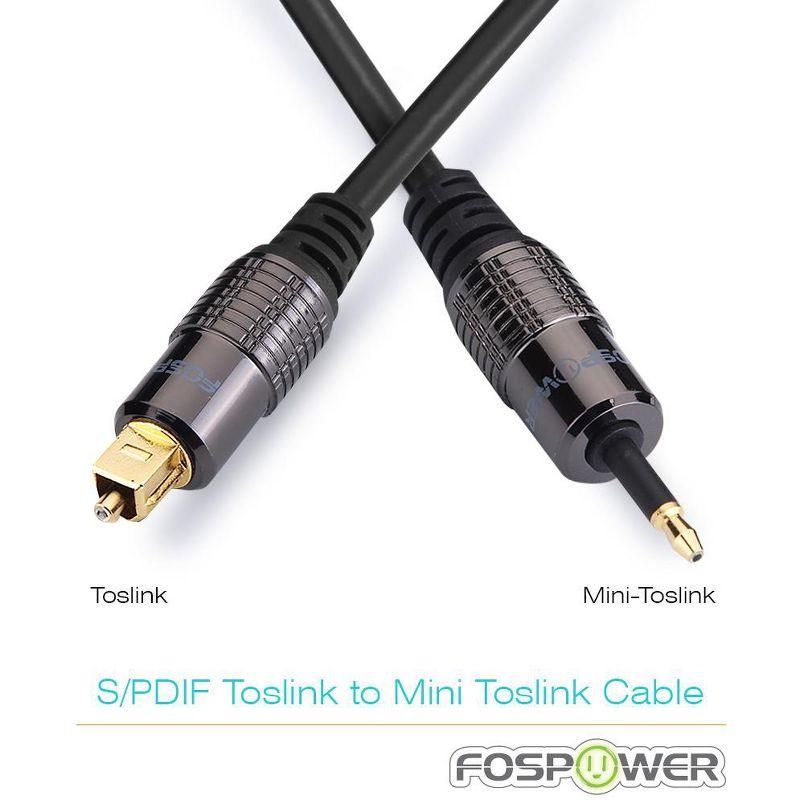 FosPower 24K Gold-Plated Toslink to Mini Toslink Cable - 10FT, S/PDIF Digital Optical  Audio Cable, Premium Fiber Core Optical Cable