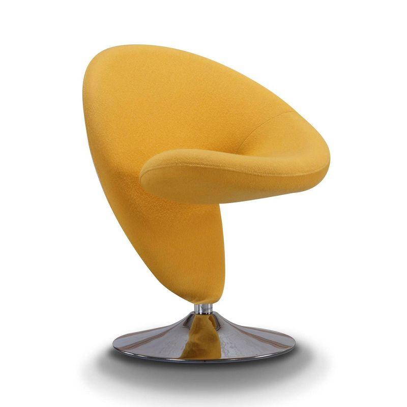 Curl 31.9" Yellow Wool Blend Swivel Accent Chair with Polished Chrome Base