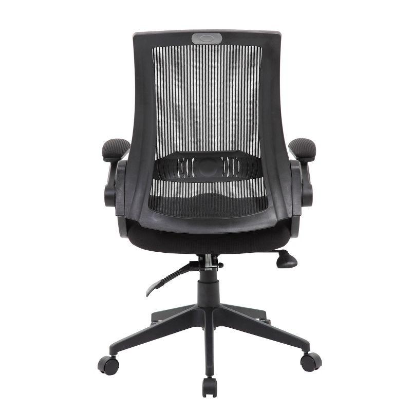 Boss Mesh Back Flip Arm Task Chair Black: Ergonomic Design, Nylon Base, Foam Padding, 275lb Capacity