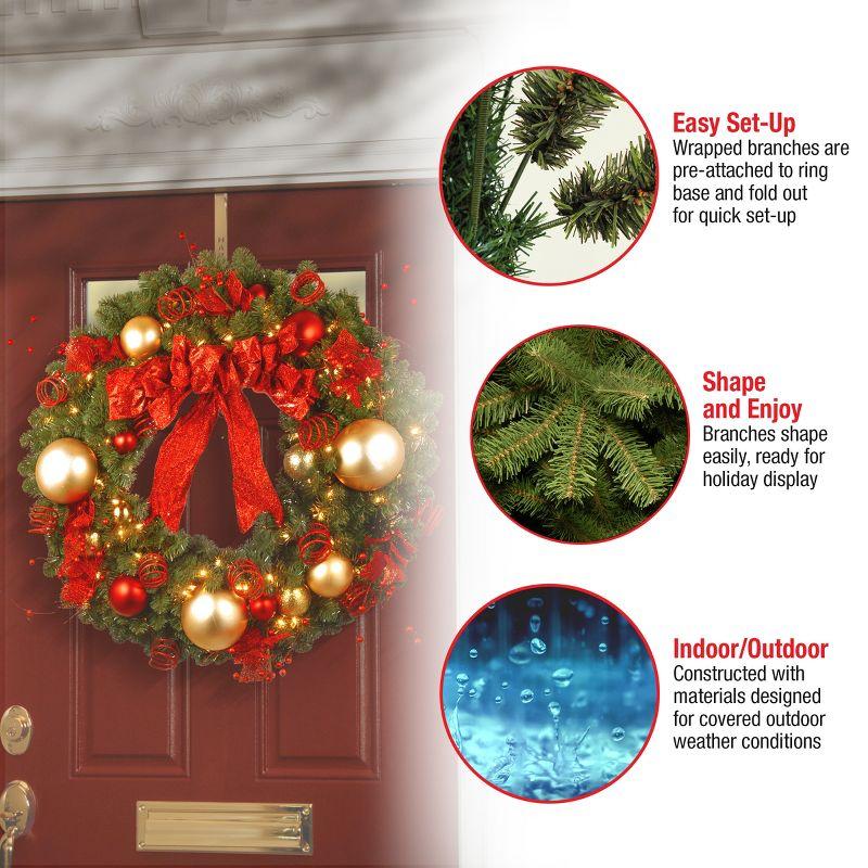 36" Prelit Cozy Christmas Wreath Red and Clear Lights - National Tree Company