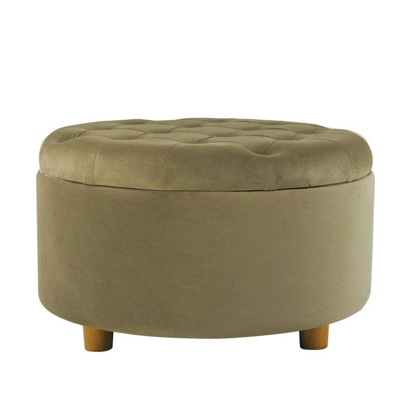 Tufted Round Storage Ottoman Light Sage Green Velvet - HomePop