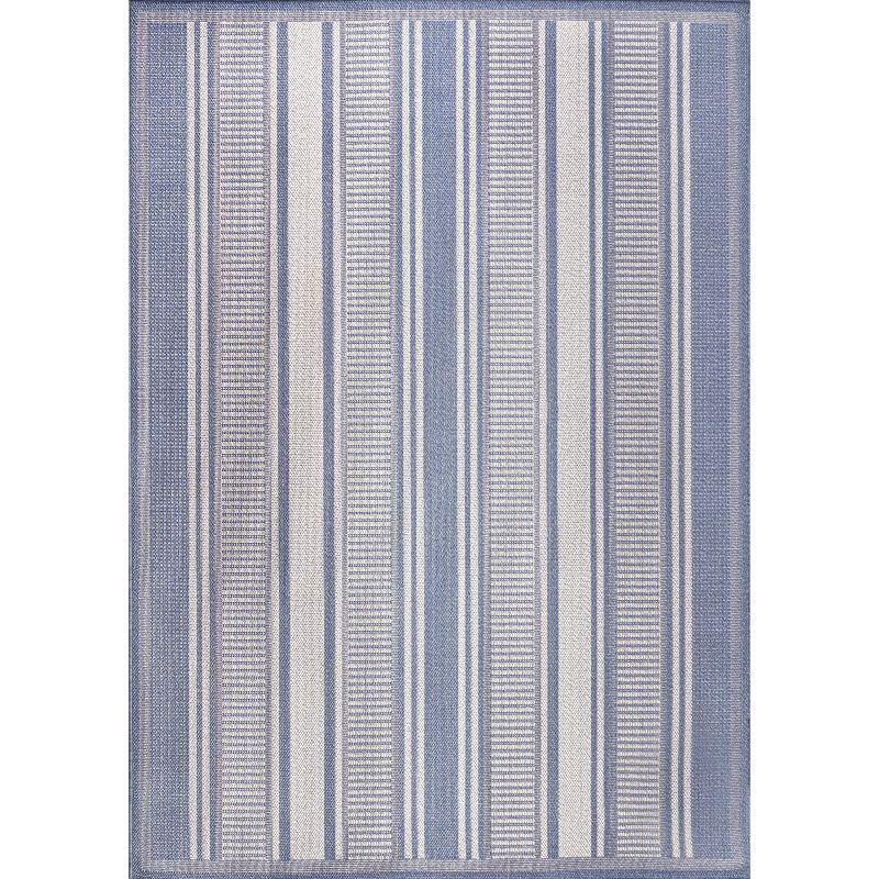 Haynes Modern Double Stripe 8' x 10' Blue/Light Gray Area Rug