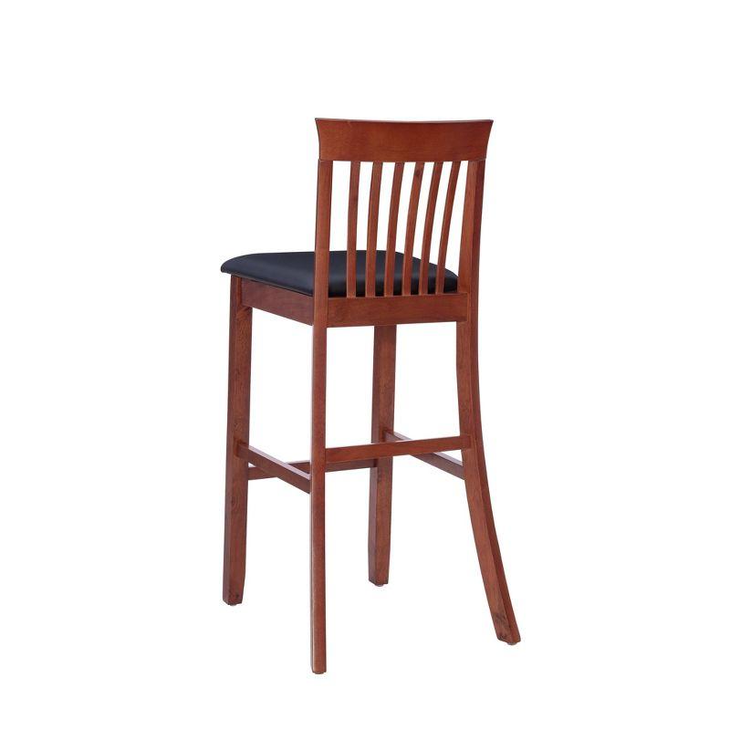 30" Torino Craftsman Padded Seat Barstool Hardwood/Dark Cherry - Linon: Rubberwood, 31" High