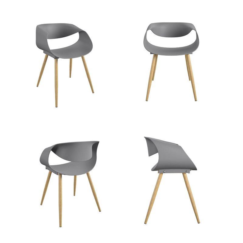 Modern Light Gray Resin & Steel Patio Dining Chair Pair