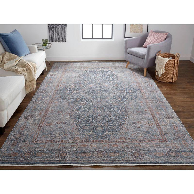 Marquette Transitional Easy-Care Blue Synthetic Area Rug