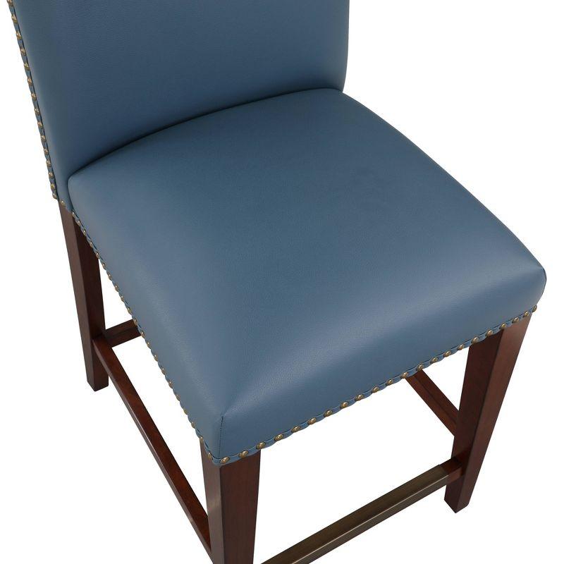 Comfort Pointe Bristol Counter Height Barstool: Espresso Finish, Faux Leather, Nailhead Trim