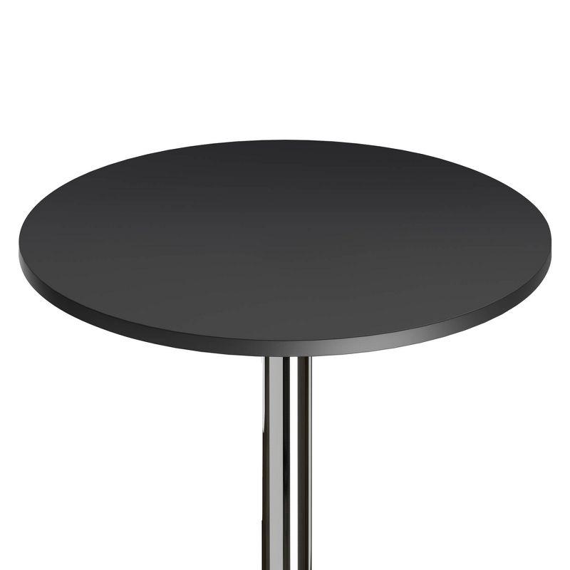 Transitional Black Wood and Chrome 24" Round Pub Table