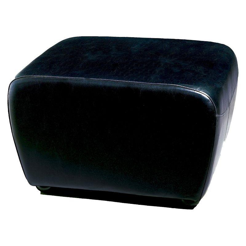 Full Leather Ottoman with Rounded Sides Black - Baxton Studio: Espresso Bycast, Non-Marking Feet, Comfort Padding