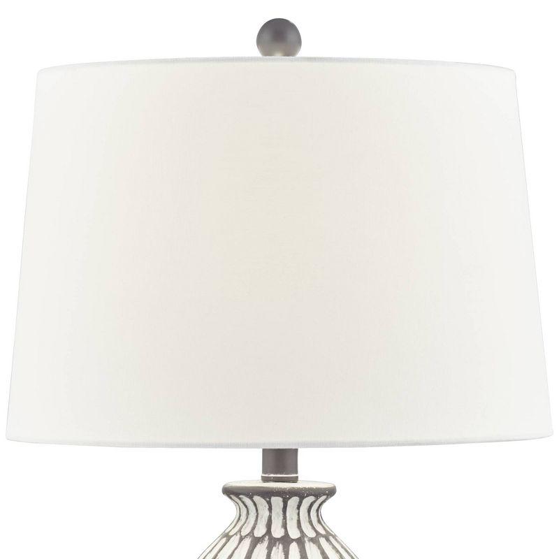 360 Lighting Carlton Modern Table Lamps 28 1/4" Tall Set of 2 Gray Wash Off White Fabric Drum Shade for Bedroom Living Room Bedside Nightstand Office