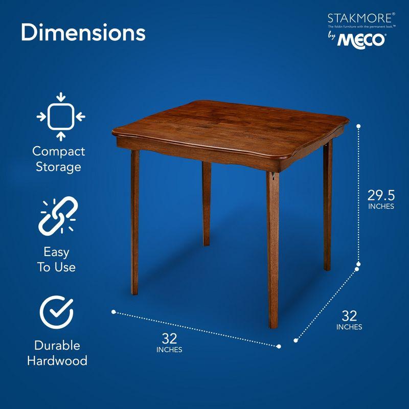 MECO Stakmore Stylish Durable Versatile Square Solid Wood Scalloped Edge Compact Folding Traditional Card Table for Home Use, Cherry