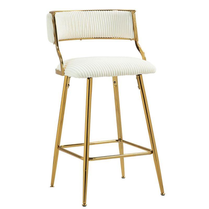 26‘’ Modern Beige Fabric Upholstered Counter Height Bar Stools Set of 2,Armless Bar Chairs with Backs&Footrest,Kitchen Island Stools-Cuddlewood