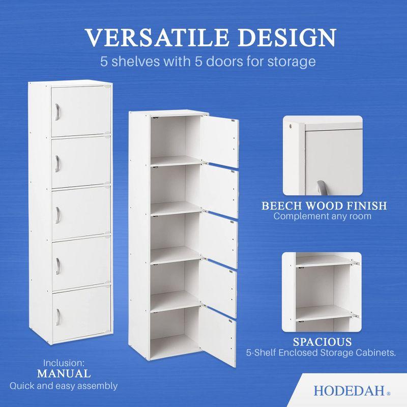 Sleek White Engineered Wood 5-Shelf Multipurpose Bookcase