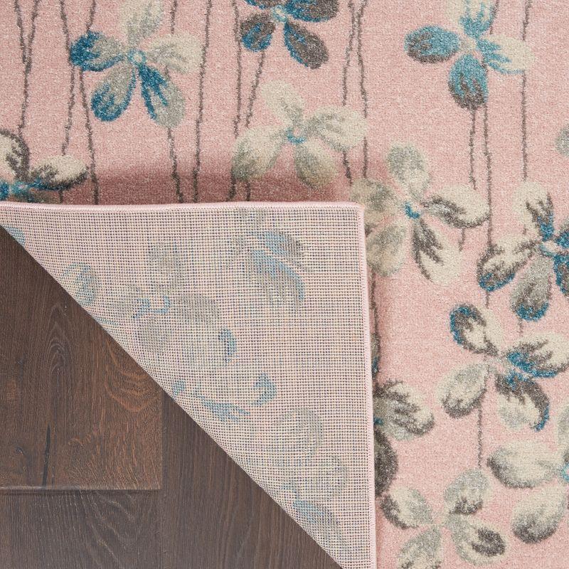 Nourison Tranquil 5'3" X 7'3" (5' x 7') Pink Area Rug Bohemian Botanical Vine and Bloom by Nourison