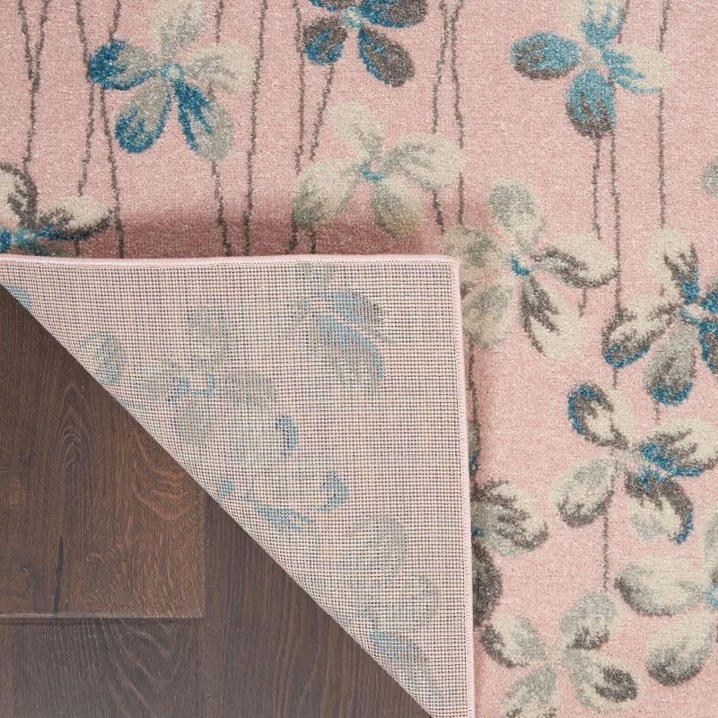 Serene Blossom Pink Floral 5'3" x 7'3" Easy-Care Area Rug