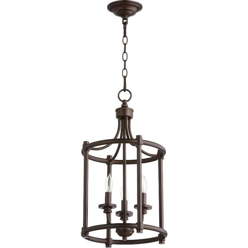 Quorum Lighting Rossington 3-Light Entry Pendant, Oiled Bronze, 12W x 21.5H, Dry Rated