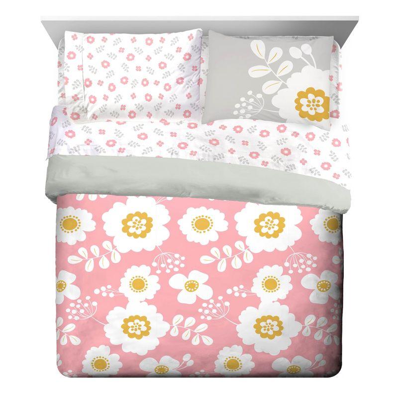 Pink Organic Cotton Floral Full Duvet Set