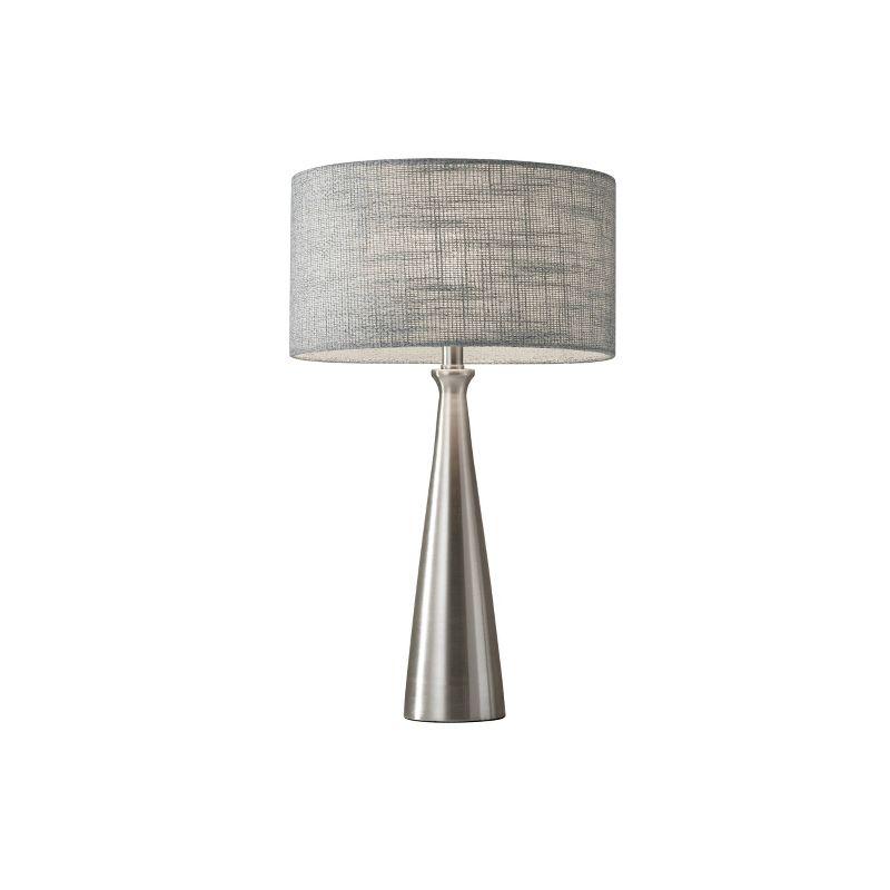 Linda Brushed Steel Table Lamp with Gray Drum Shade