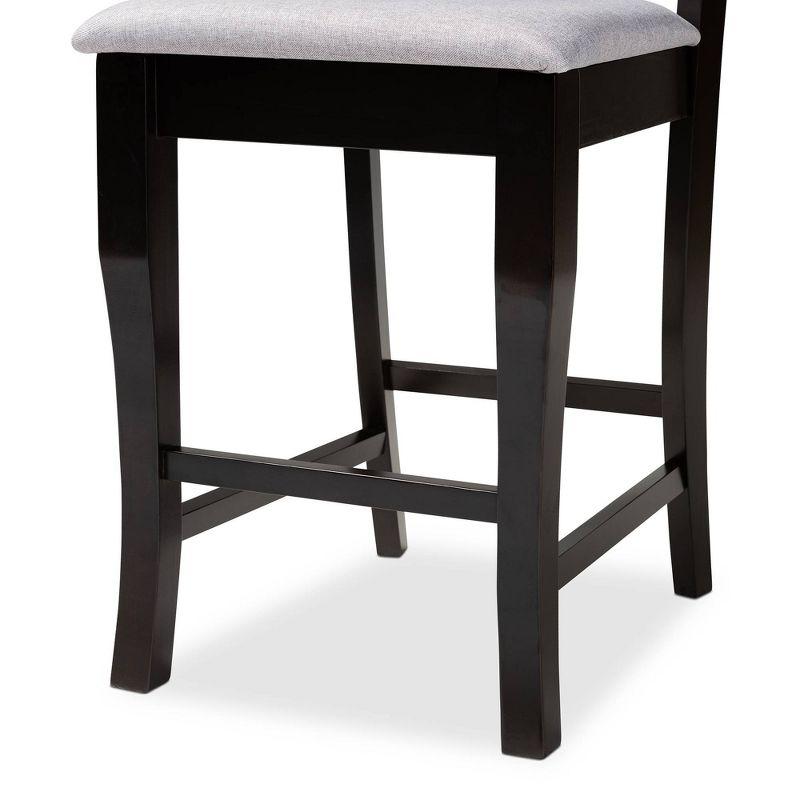 Alora Espresso Brown & Gray Upholstered Oak Counter Stools - Set of 2